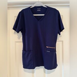 Jaanuu Navy Blue V-Neck Scrub Top and Navy Blue Jogger Scrub
